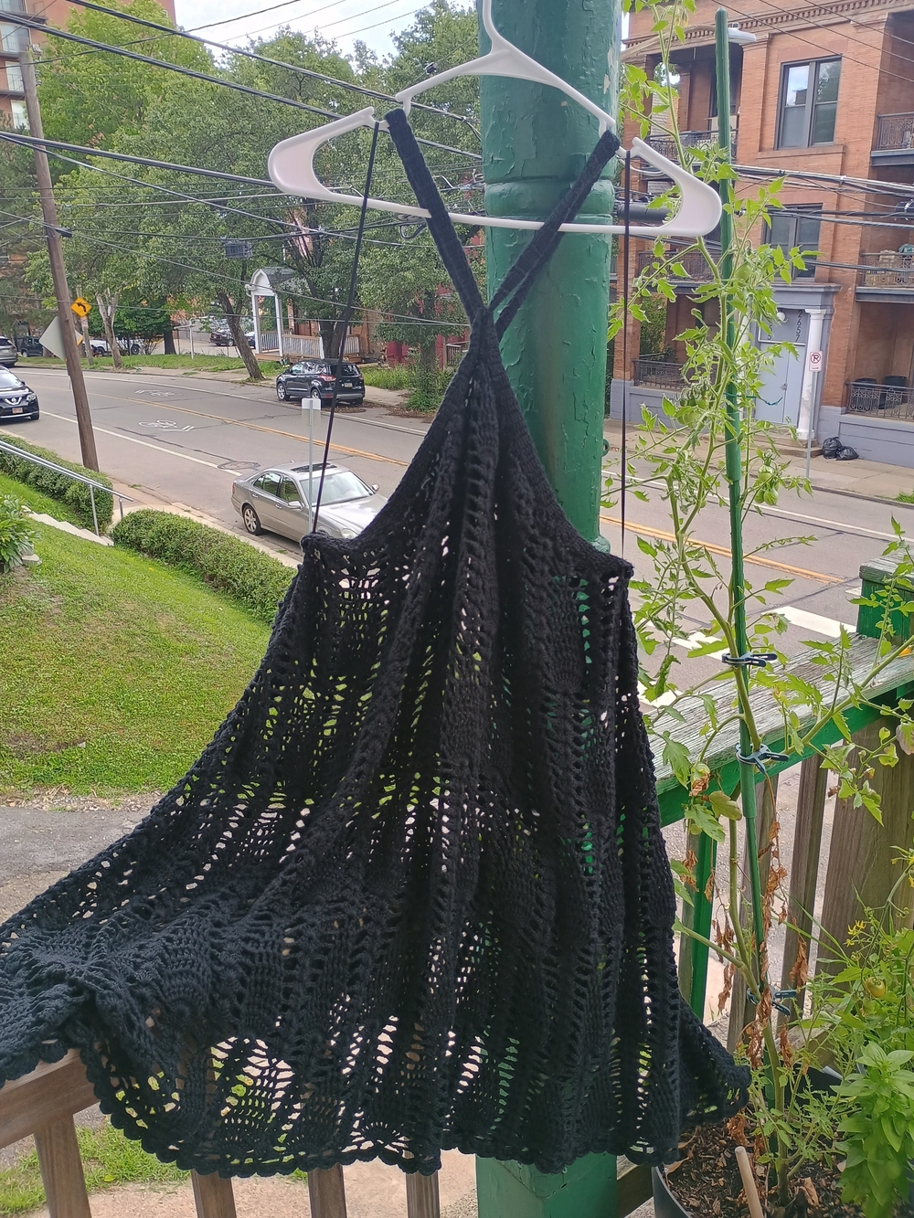 Anthropologie NWT Black Crochet Halter Dress